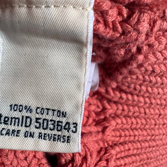 L.L BEAN Cable Knit Cotton Button Down Cardigan Sweater Size Small Orange - Picture 6 of 6